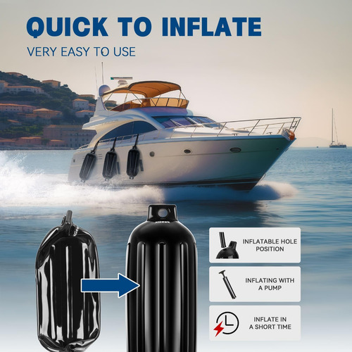 Pack 4 Defensas Para Embarcación Con Cuerdas De Amarre