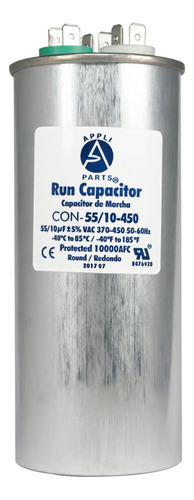 Appli Parts Condensador Capacitor De Marcha 55+10 Mfd Uf