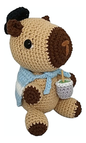 Carpincho + Mate + Bandera + Boina Peluche 15 Cm Karmin Marrón Claro