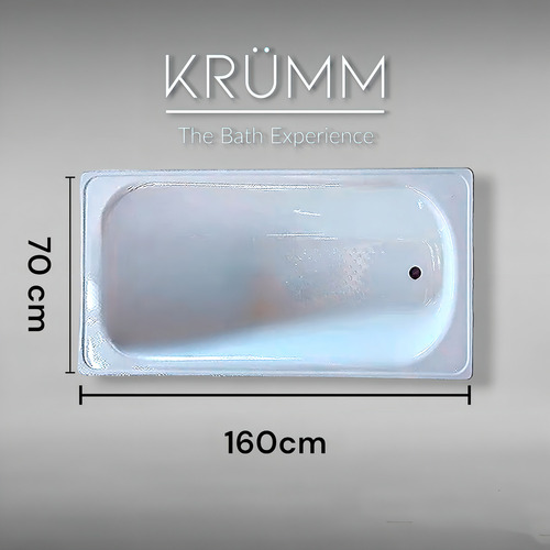 Bañera Krumm Chapa Enlozada 160x70 Blanco Antideslizante