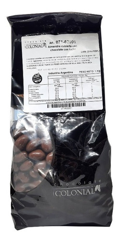 Almendras Cubiertas Chocolate Con Leche Colonial 1 Kg X 2u.