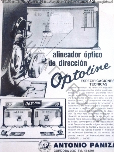 Antiguo Folleto Optoline Alineador Óptico Dirección Años 60