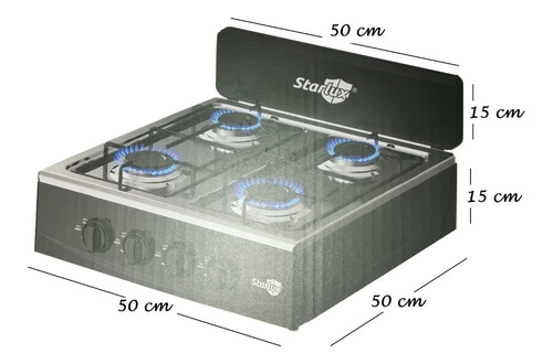 Imagen 3 de 3 de Cocina Encimera A Gas 4 Platos Color Negro Starlux