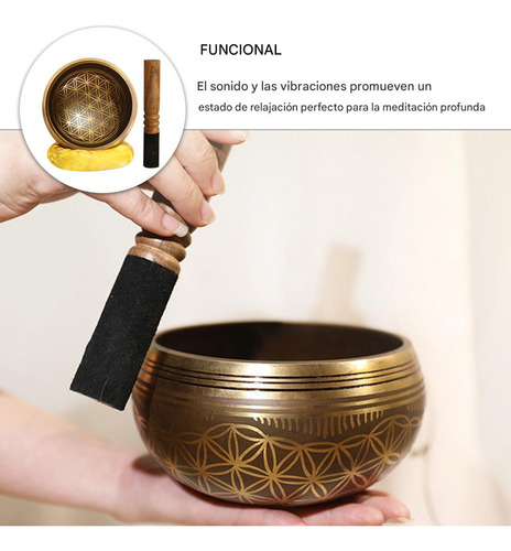 Juego De Cuenco Tibetano Para Meditación Yoga Calibre 21 Cm