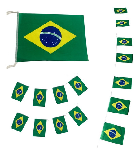 Bandeirolas Do Brasil Em Tecido Com 30m Para Decorar Lojas