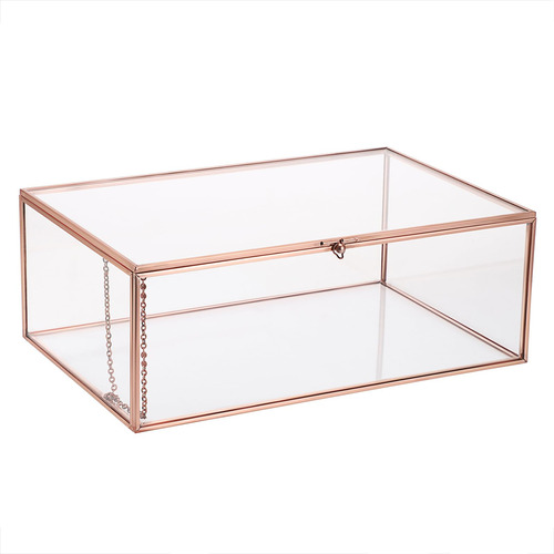 Hipiwe Caja De Cristal Vintage De Color Oro Rosa Con Tapa, O