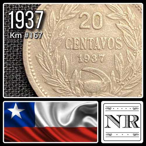 Chile - 20 Centavos - Año 1937 - Km #167 - Condor