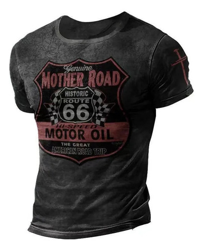 Vintage Print  For Male Route 66 Tee Summer Street T-shirts