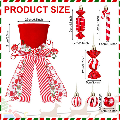 Juego De 25 Piezas Decoración Árbol Navidad Bastones Y Bolas