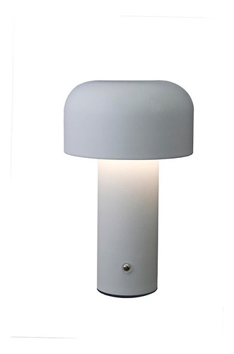 Velador Honguito Vgo Metalizado Sensor Tactil Recargable Usb Estructura Blanco