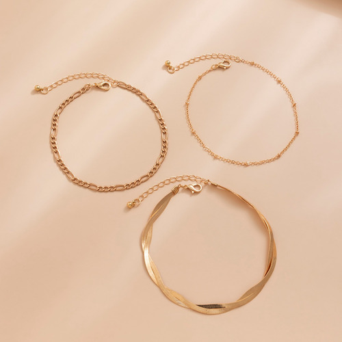 Conjunto De Tobilleras Vintage Con Cadena De Serpiente Para