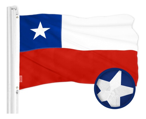 G128 Chile Bandera Chilena | 3 X 5 Pies | Borda De Poliéster