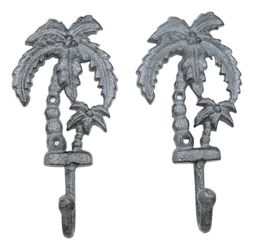 Wowser Ganchos De Pared De Hierro Fundido Con Palmera, Decor