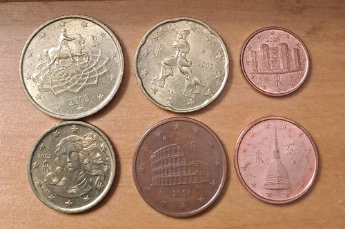 Italia X 6 Monedas Centavos De Euro Incluye 2 Cent 2013
