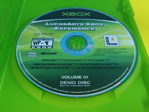 Lucasarts Xbox Experience Volumen 1 Demo Dics Xbox Clasico (Usado)