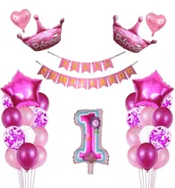Comprar Set Globos Cumple Primer Añito 1 Año Nena Corona Princess