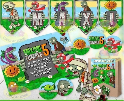Kit Imprimible Plants Vs Zombies Cumples Editable Candy Bar