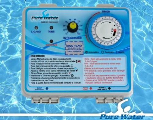 Ionizador Pure Water Pwz 25 Ag+ Atende Piscinas Com Até 25m³