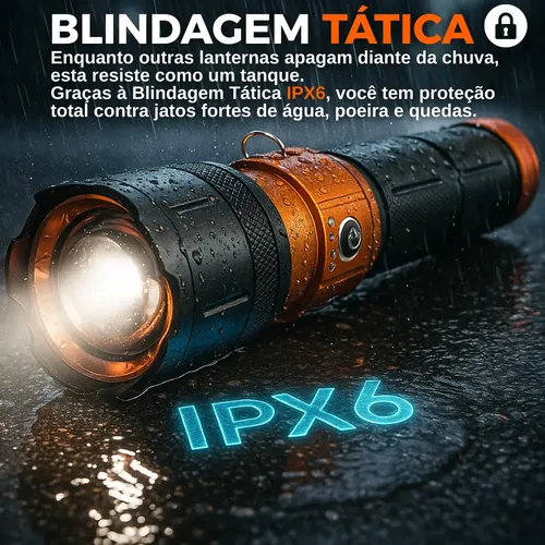 Lanterna Tática Militar Laser Led Recarregável Zoom Ipx6