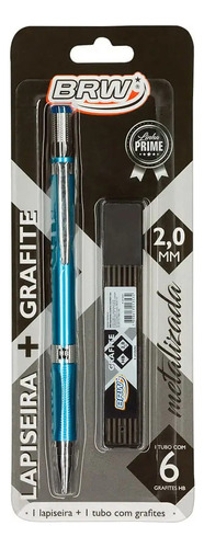 Lapiseira 2.0mm Metalizada + Grafite Hb - Brw - Unitário Cor Azul