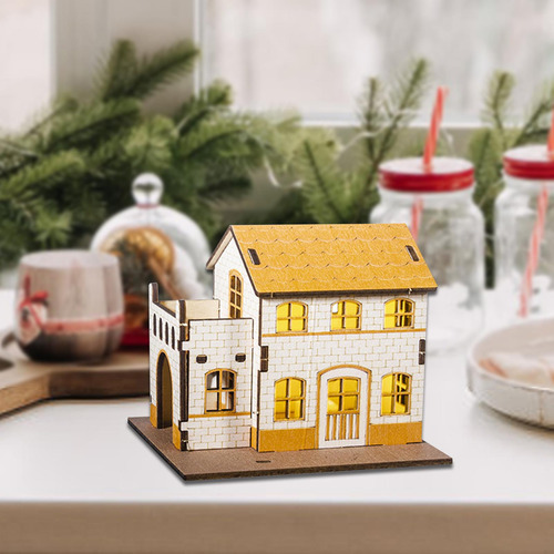 4 Casa En Miniatura Iluminada, 9,8 Cm X 7,5 Cm X 9,3 Cm