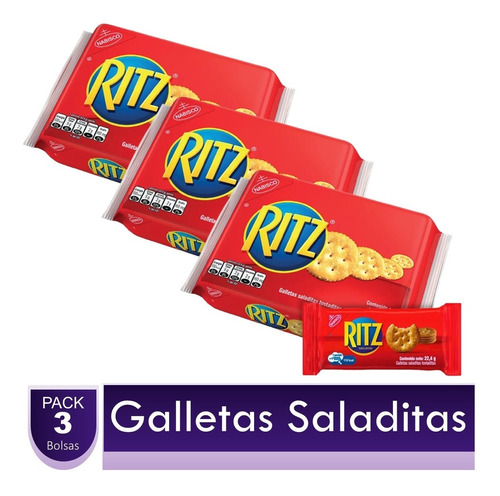 Galletas Ritz Original Saladitas 3 Paquetes X12 Unidades