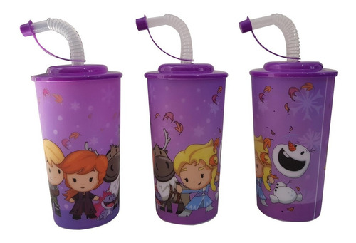 Vasos Plastico Tapa Popote Frozen Kids 30 Piezas