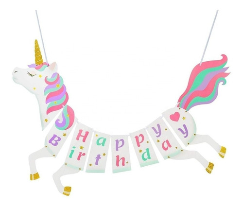 Cartel Unicornio Grande Happy Birthday Feliz Cumpleaños