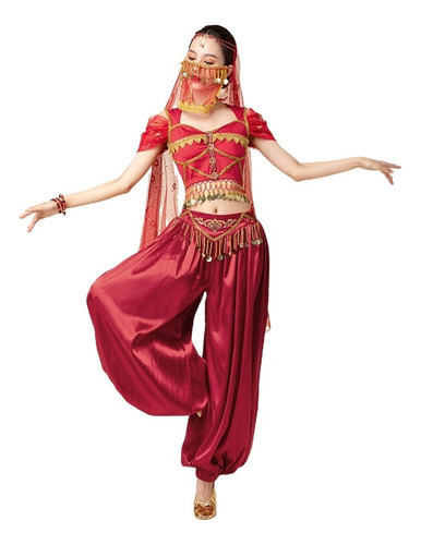 Trajes De Danza Árabe Adulto Bellydance Pantalon Y Top [u]