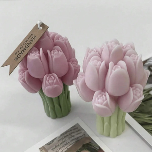 Molde Silicon Ramo Tulipanes Flor Rosas Vela Aromatica