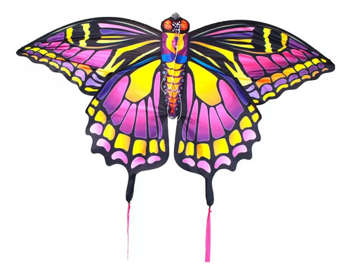 Papalote Mariposa 3d Prismaline 152 Cm Morado Con Amarillo