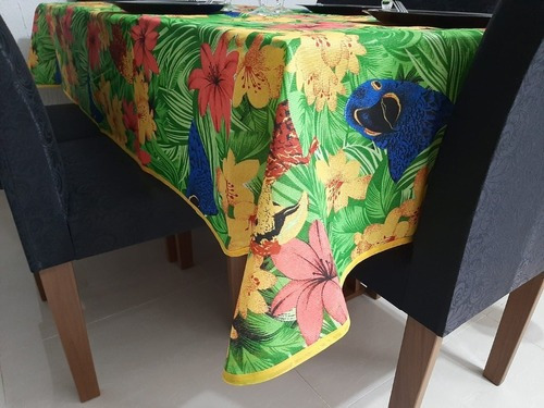 Imagem 4 de 6 de Toalha De Mesa Retangular 3,50 X 1,50 Araras 12 Lugares Amar