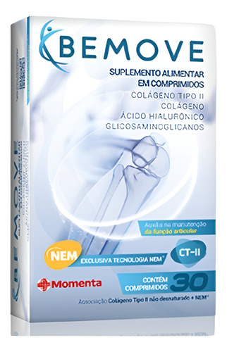 Bemove Colágeno Tipo 2 + Ácido Hialurônico 30 Comprimidos Sa