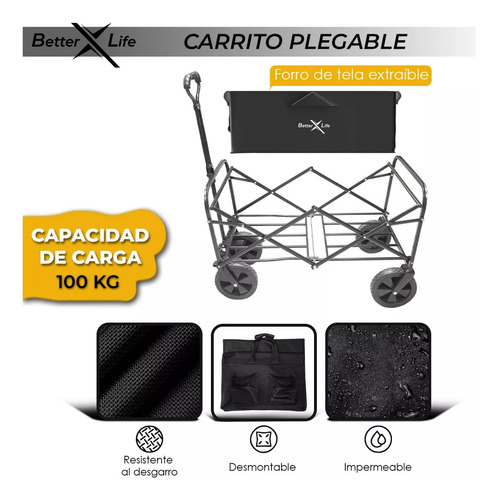 Carrito Plegable Trx Para Niños Mascotas Carretilla Vagon