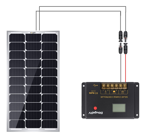 Bougerv Kit Panel Solar Vatio Cabl Extension Awg Pie Carga