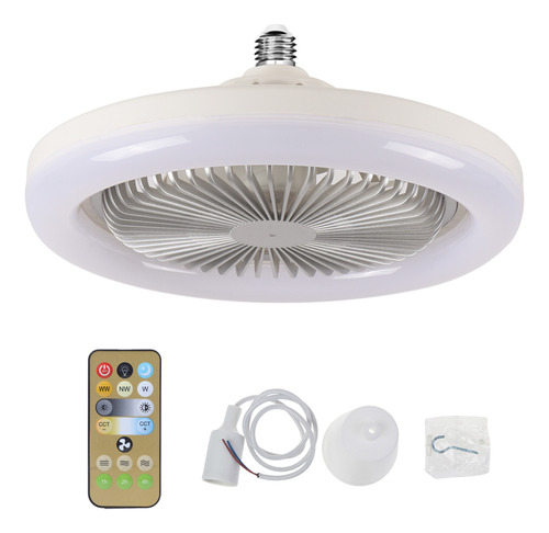 (c) Ventilador Con Luz Led, 3- Moderno Para Lámpara E27 Inte