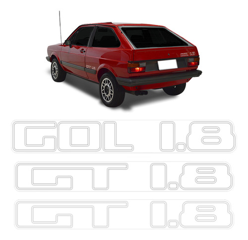 Adesivo Lateral/traseiro Gol Gt 1.8 Volkswagen 84/86 Branco