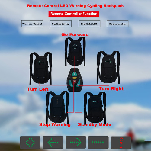 Mochila Led Turn Signal, Mochila Reflectante Con Luz