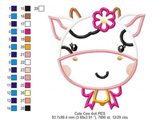 Matriz Para Bordados Maquina Granja Vaca Carita Flor 1054