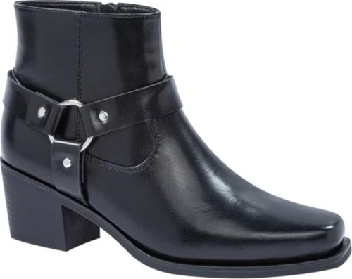 Botin Vaquero Mujer Tacon Tapa Estribo Biker Cierre Lateral
