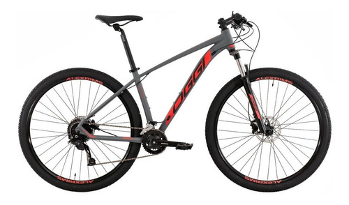 Mountain bike Oggi Big Wheel 7.0 2022 aro 29 19 18v câmbios Shimano Alivio M3120 y Shimano Alivio M3100 cor cinza/vermelho