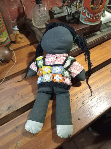 Antigua Muñeca Negra De Tela (coleccion - Decoracion) (Usado)