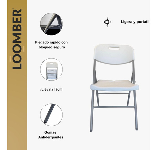 Combo 2 Pack 4 Sillas Plegables Blanca Color Blanco Lisa