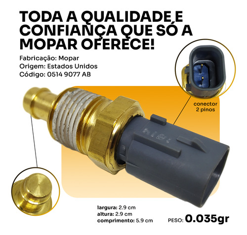 Sensor Temperatura Água Óleo Dodge Journey 3.6 V6 05149077ab