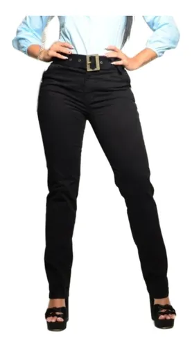 Pantalón de Mujer, Regular Fit Tiro Alto Bota Recta - Correa en