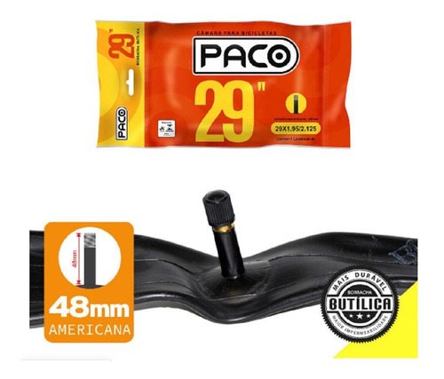 Câmara Bike 29 X 1.90/2.35 Prime Válvula Americana Grossa