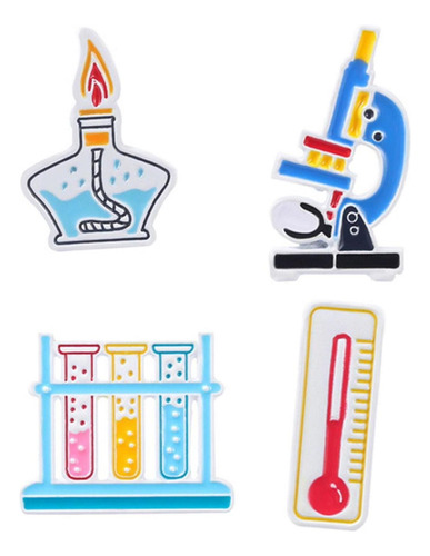 4 Piezas Pin Broches Lindo Dibujos Animados Química Matraz