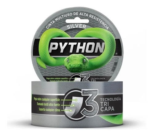 Cinta Python Multiuso Alta Resistencia Gris (48mmx9mts)