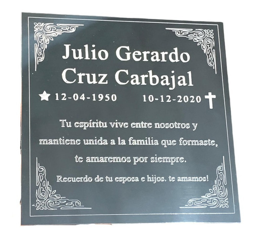 Placa Para Nicho Urna Plateada Dorada Metalica Personalizada