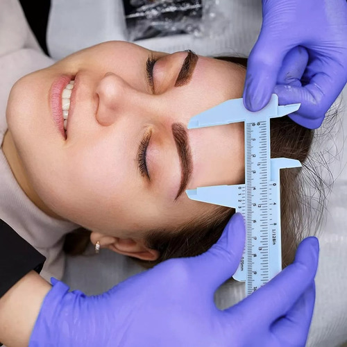 Kit Regla Vernier Hilo Entintado Cejas Plantillas Cepillo